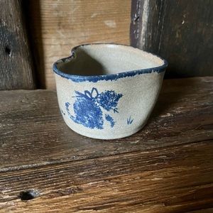 Spongeware Heart Tealight Holder with Kitten